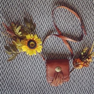 SOLD Brown Fringe Crossbody Bag